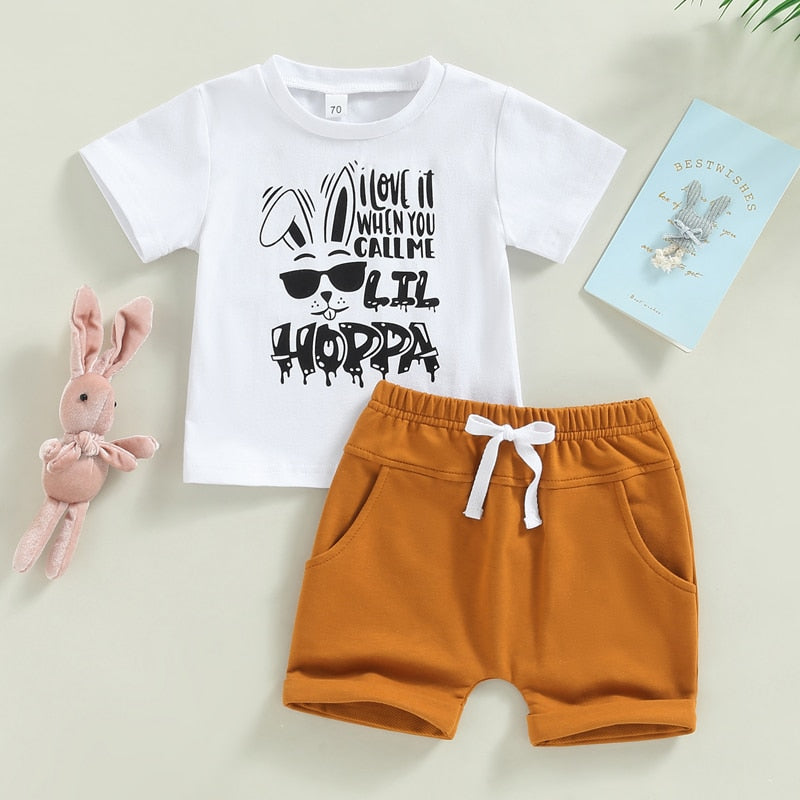 Letter Rabbit Print 2Pcs Easter Clothes for Baby Boys childrensterritory