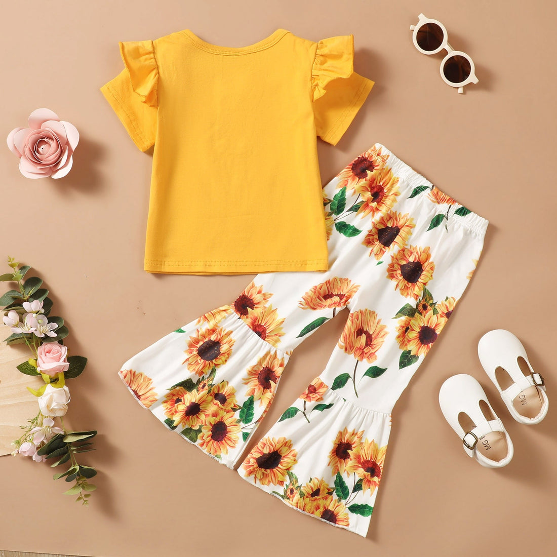 Little Girl 2pcs Top &amp; Flare Pants Outfit Set childrensterritory