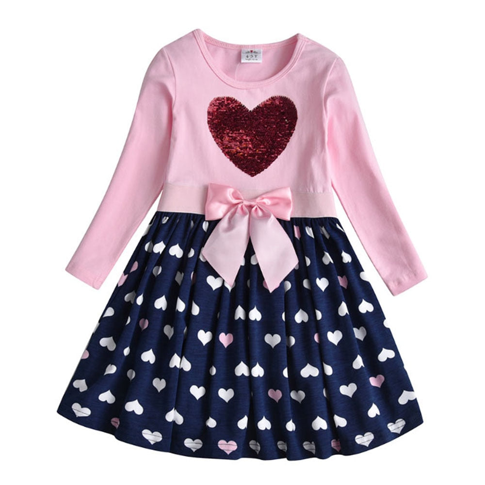 Long Sleeve Cotton Party Dress for Kids Girls childrensterritory