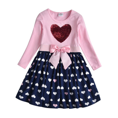 Long Sleeve Cotton Party Dress for Kids Girls childrensterritory