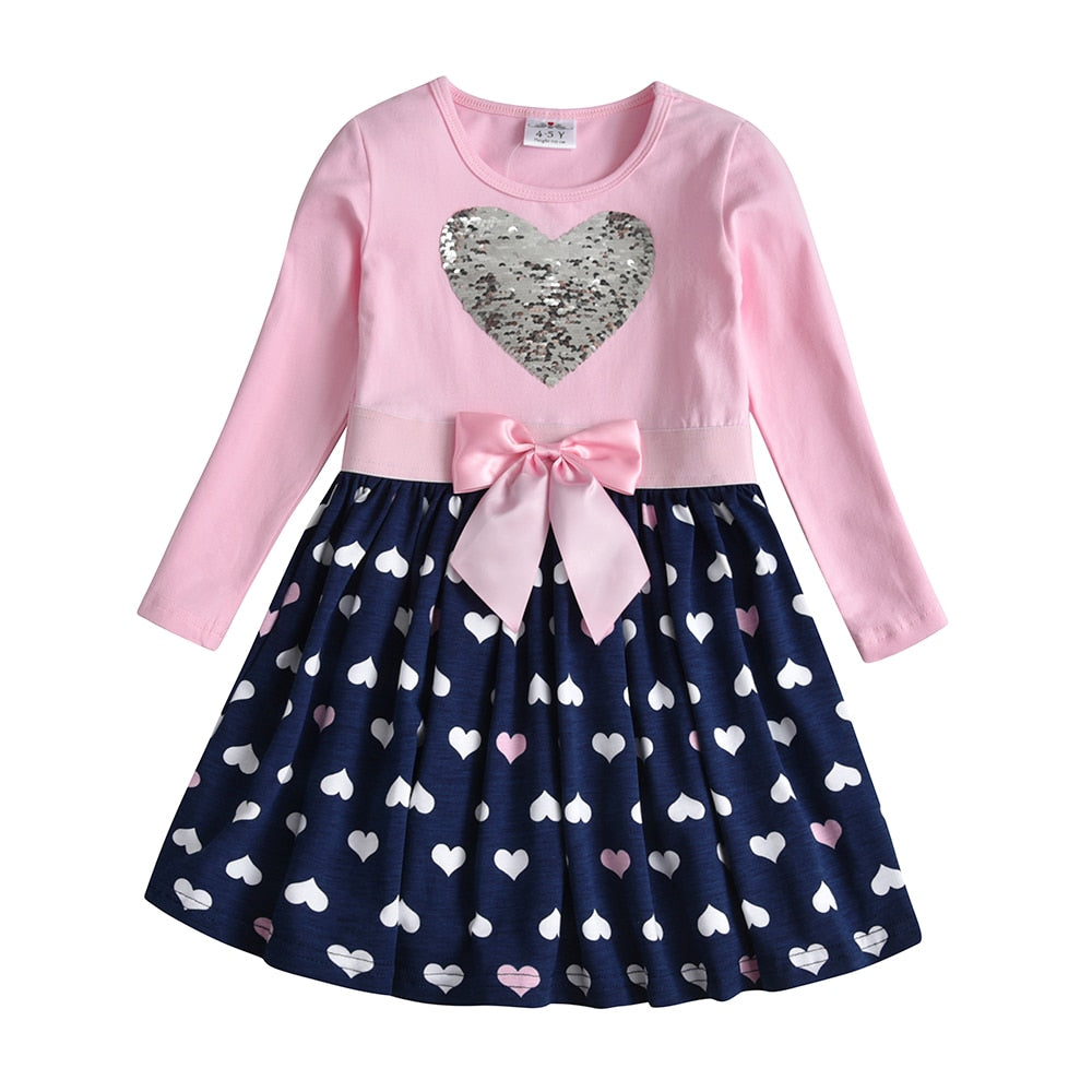 Long Sleeve Cotton Party Dress for Kids Girls childrensterritory
