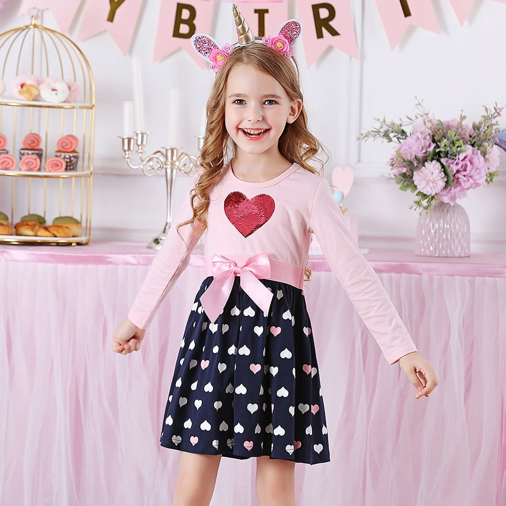Long Sleeve Cotton Party Dress for Kids Girls childrensterritory