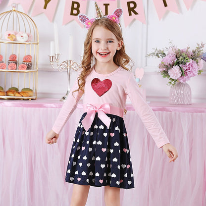 Long Sleeve Cotton Party Dress for Kids Girls childrensterritory