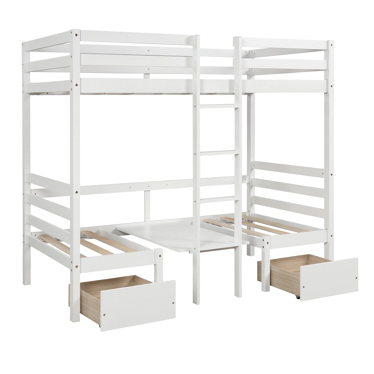 Multi-functional Loft Bed Frame With Free Cushion Sets childrensterritory