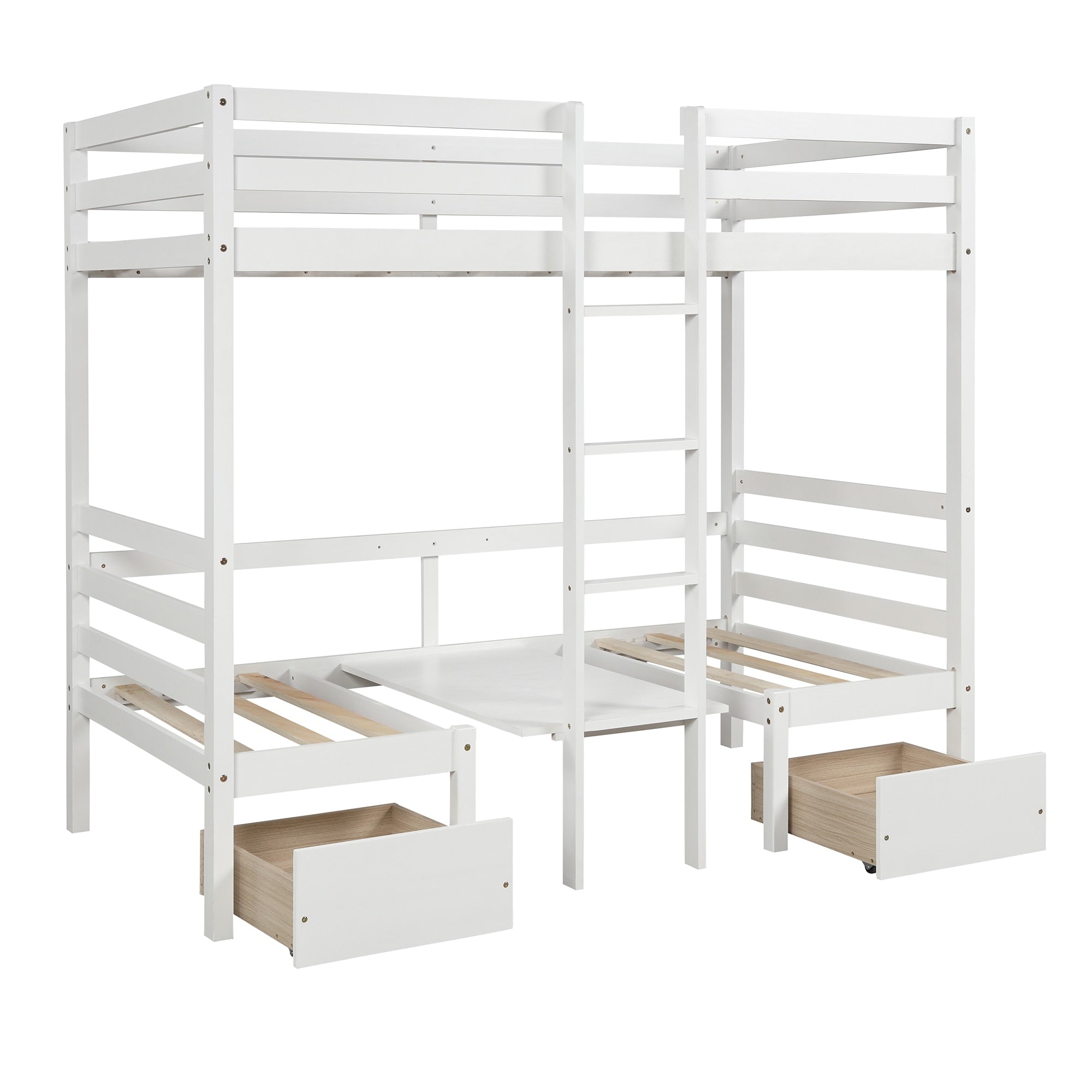 Multi-functional Loft Bed Frame With Free Cushion Sets childrensterritory