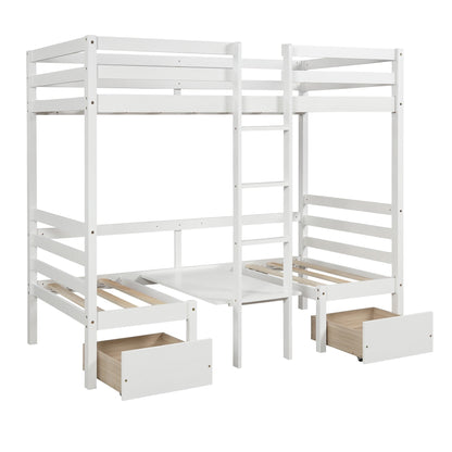 Multi-functional Loft Bed Frame With Free Cushion Sets childrensterritory