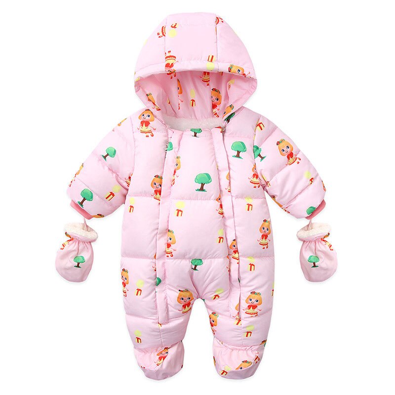 Newborn Baby Plus Velvet Warm Hooded Snowsuit childrensterritory