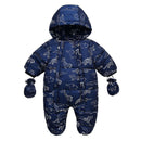 Newborn Baby Plus Velvet Warm Hooded Snowsuit childrensterritory
