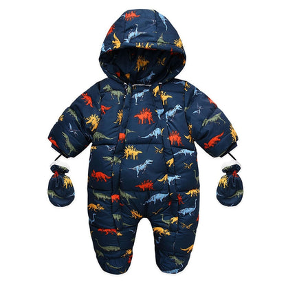 Newborn Baby Plus Velvet Warm Hooded Snowsuit childrensterritory