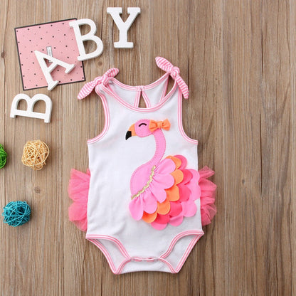 Newborn Girl Flamingo Designed Romper/Beachwear childrensterritory