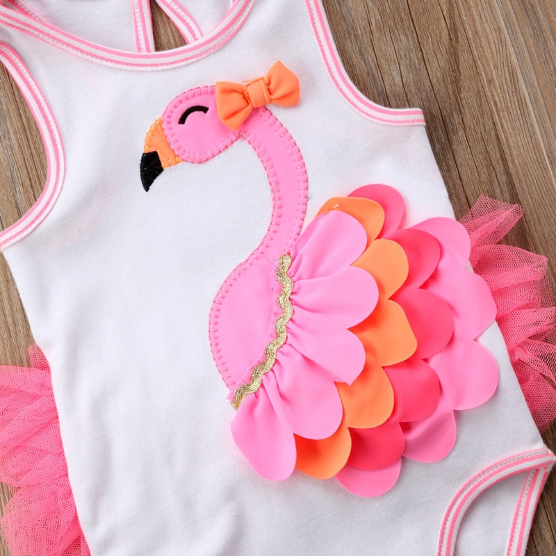 Newborn Girl Flamingo Designed Romper/Beachwear childrensterritory