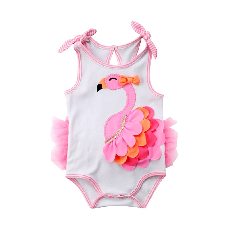Newborn Girl Flamingo Designed Romper/Beachwear childrensterritory