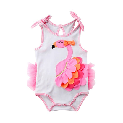 Newborn Girl Flamingo Designed Romper/Beachwear childrensterritory