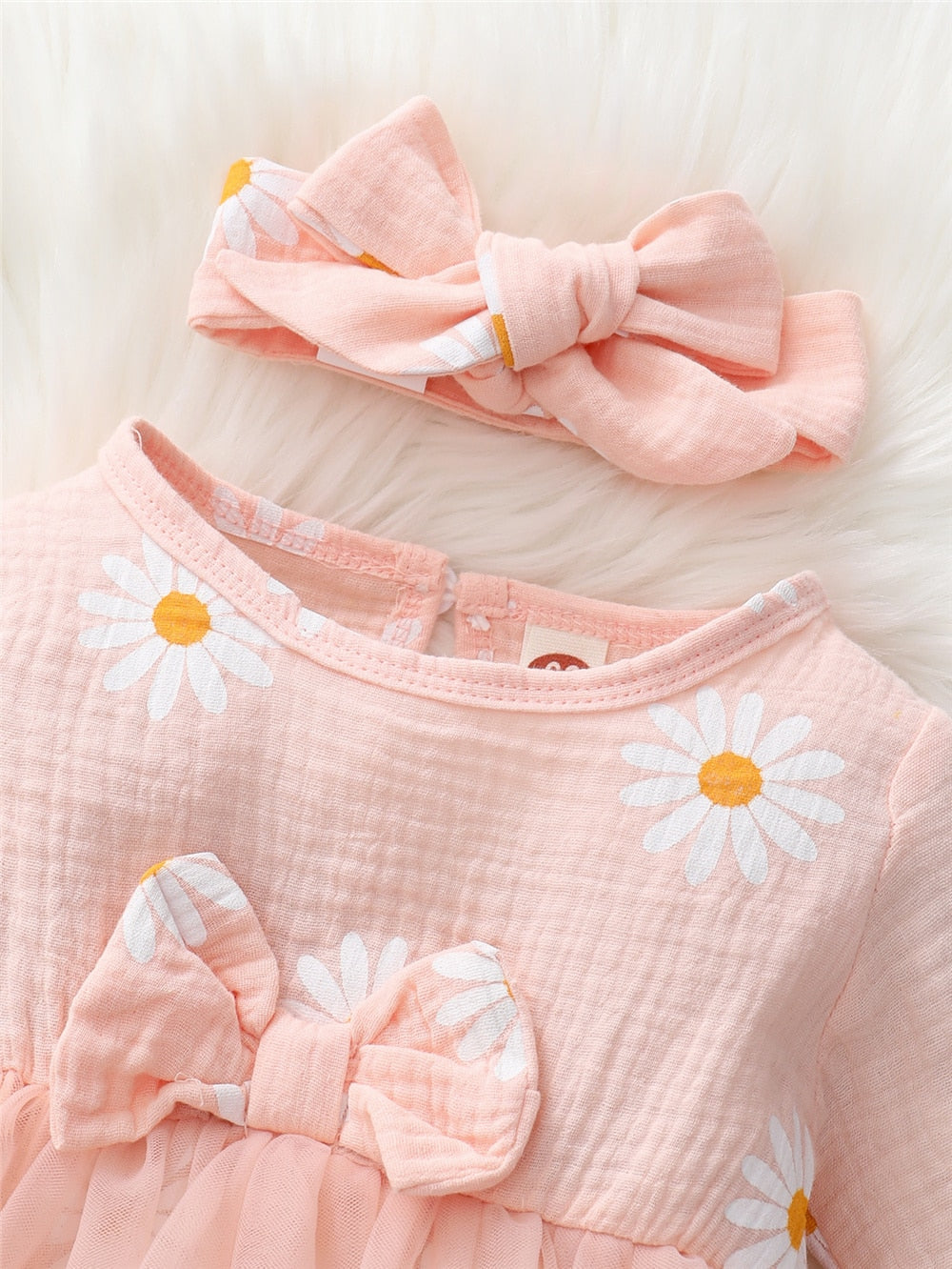 Newborn Girls Daisy Print Tulle Princess Dress childrensterritory