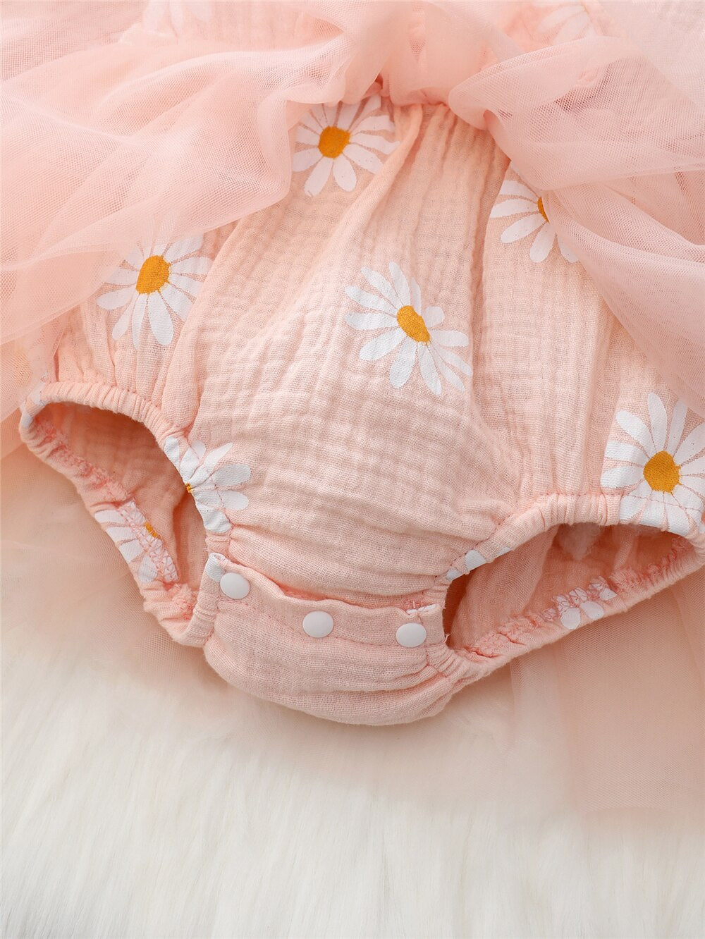 Newborn Girls Daisy Print Tulle Princess Dress childrensterritory