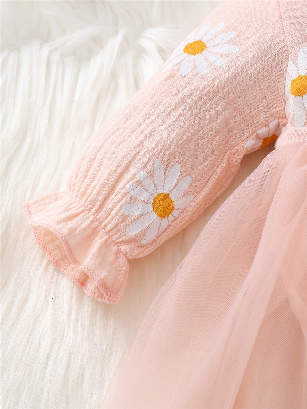 Newborn Girls Daisy Print Tulle Princess Dress childrensterritory