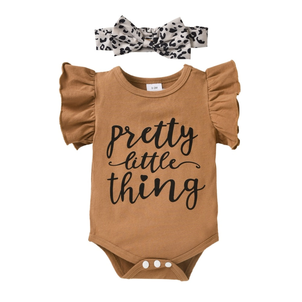 Newborn Girls Short Sleeve Letter Romper + Skirt 3pcs Set childrensterritory