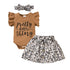 Newborn Girls Short Sleeve Letter Romper + Skirt 3pcs Set childrensterritory