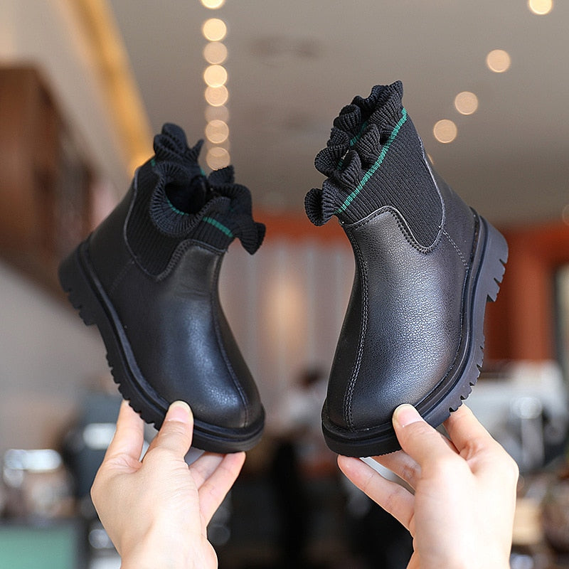 PU Leather Non-slip Snow Boots for Kids Girls childrensterritory