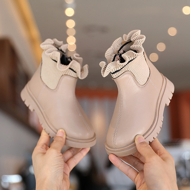 PU Leather Non-slip Snow Boots for Kids Girls childrensterritory