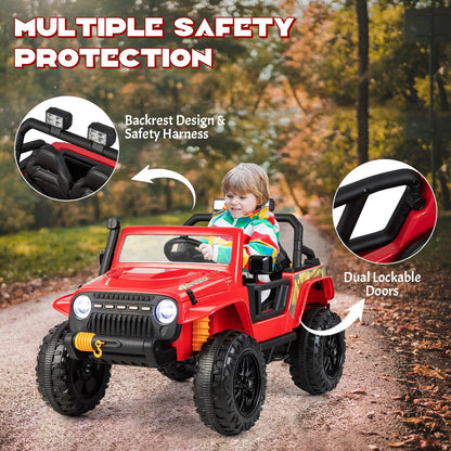 Parent-Child Ride On Red Truck 10AH w/ LED &amp; Music childrensterritory