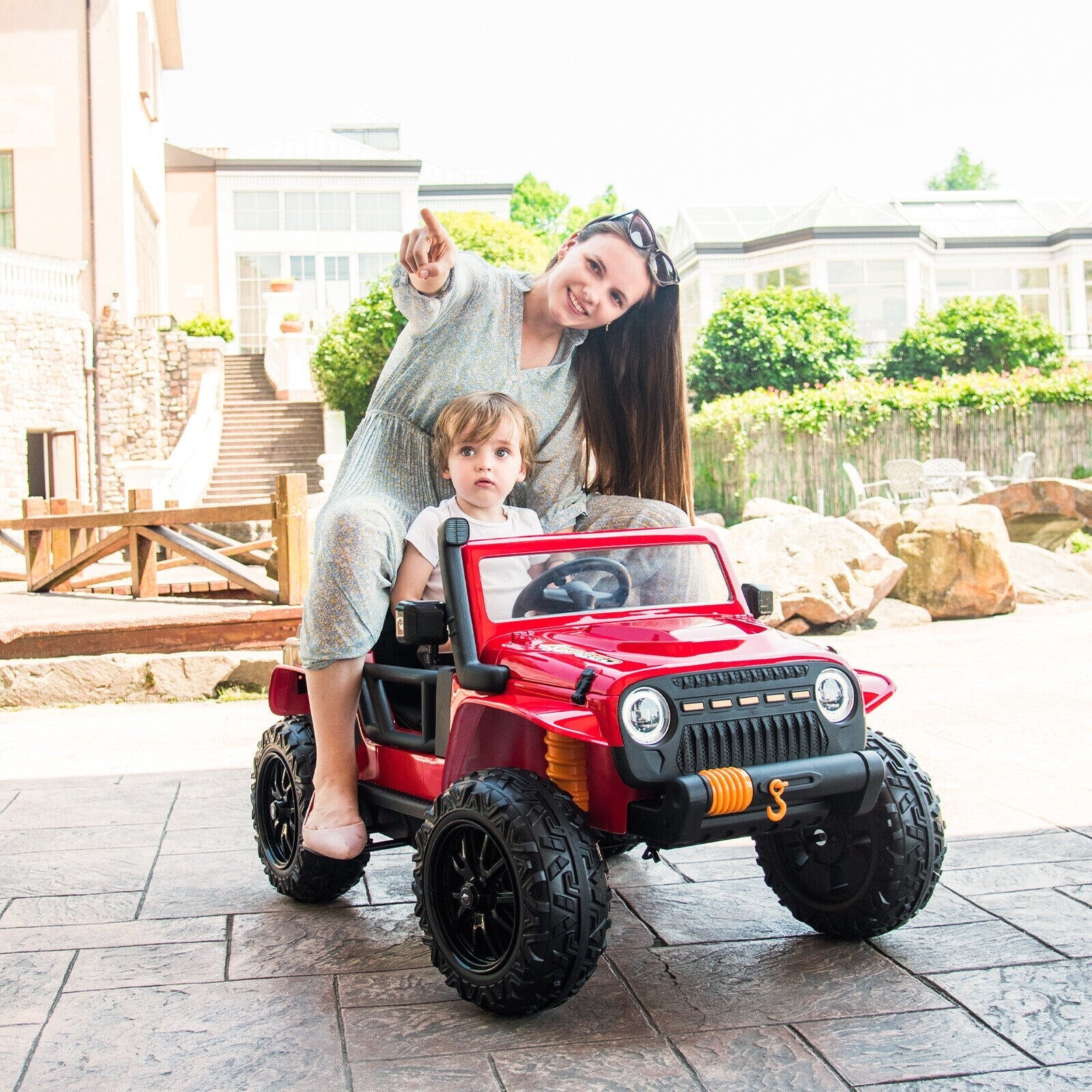 Parent-Child Ride On Red Truck 10AH w/ LED &amp; Music childrensterritory