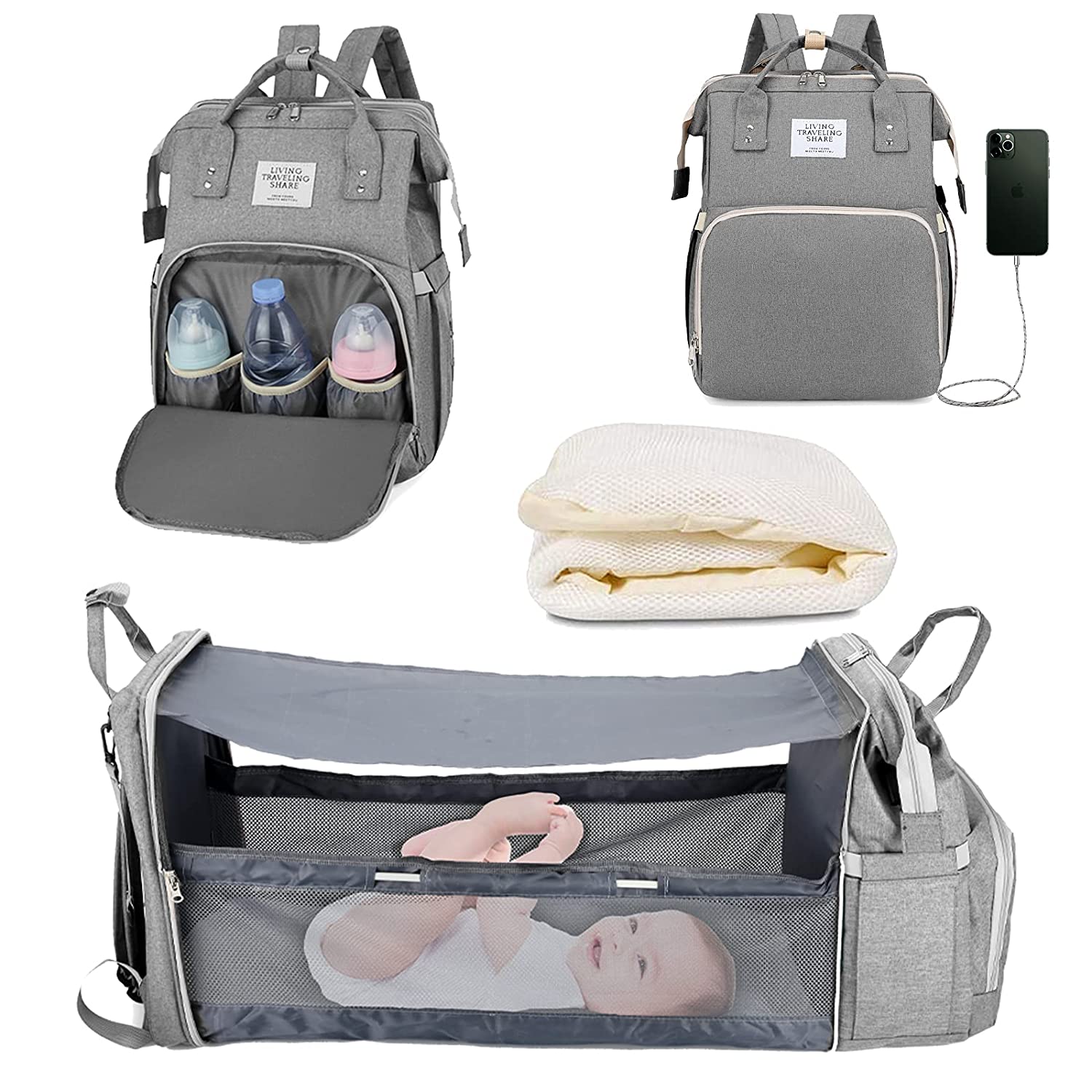 Portable Multi-Function Crib &amp; Diaper Backpack childrensterritory