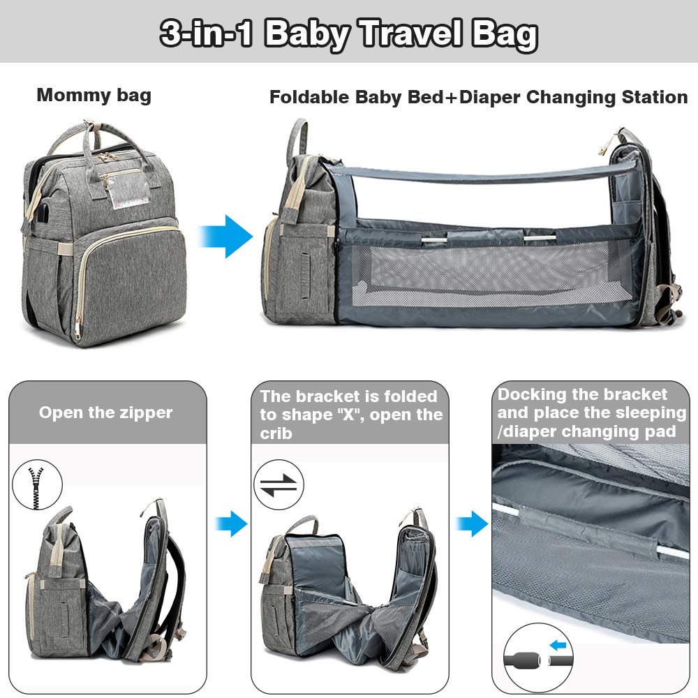 Portable Multi-Function Crib &amp; Diaper Backpack childrensterritory