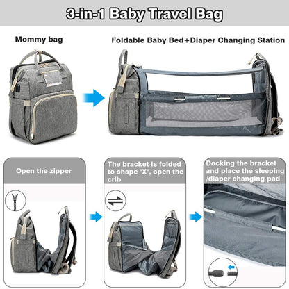 Portable Multi-Function Crib &amp; Diaper Backpack childrensterritory