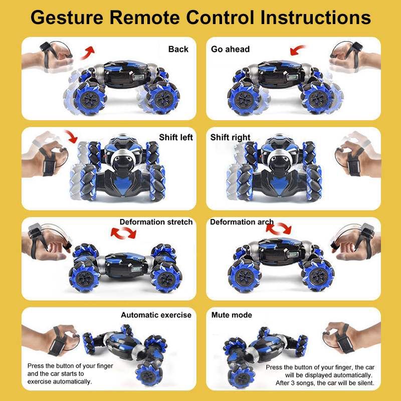 RC Car 4WD Radio Control Stunt Car With Light &amp; Music childrensterritory