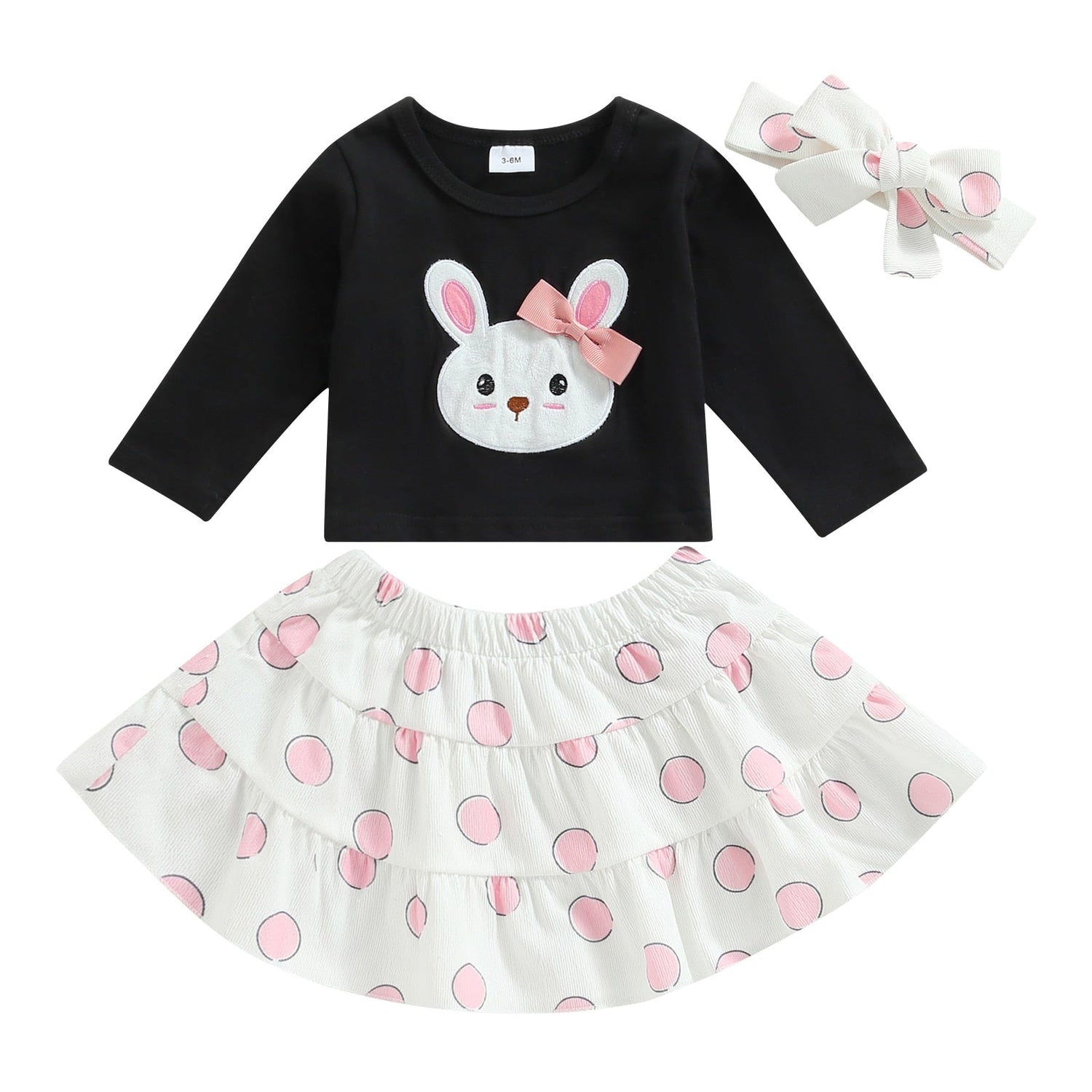 Rabbit Print Top &amp; A-Line Skirt/Easter Outfit Set for Baby Girl childrensterritory