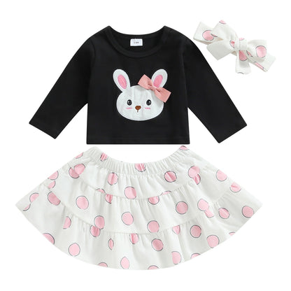 Rabbit Print Top &amp; A-Line Skirt/Easter Outfit Set for Baby Girl childrensterritory
