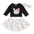 Rabbit Print Top & A-Line Skirt/Easter Outfit Set for Baby Girl childrensterritory