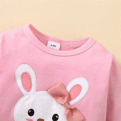 Rabbit Print Top &amp; A-Line Skirt/Easter Outfit Set for Baby Girl childrensterritory