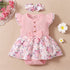 Baby Girl 2Pcs Floral Romper Dress with Headband childrensterritory