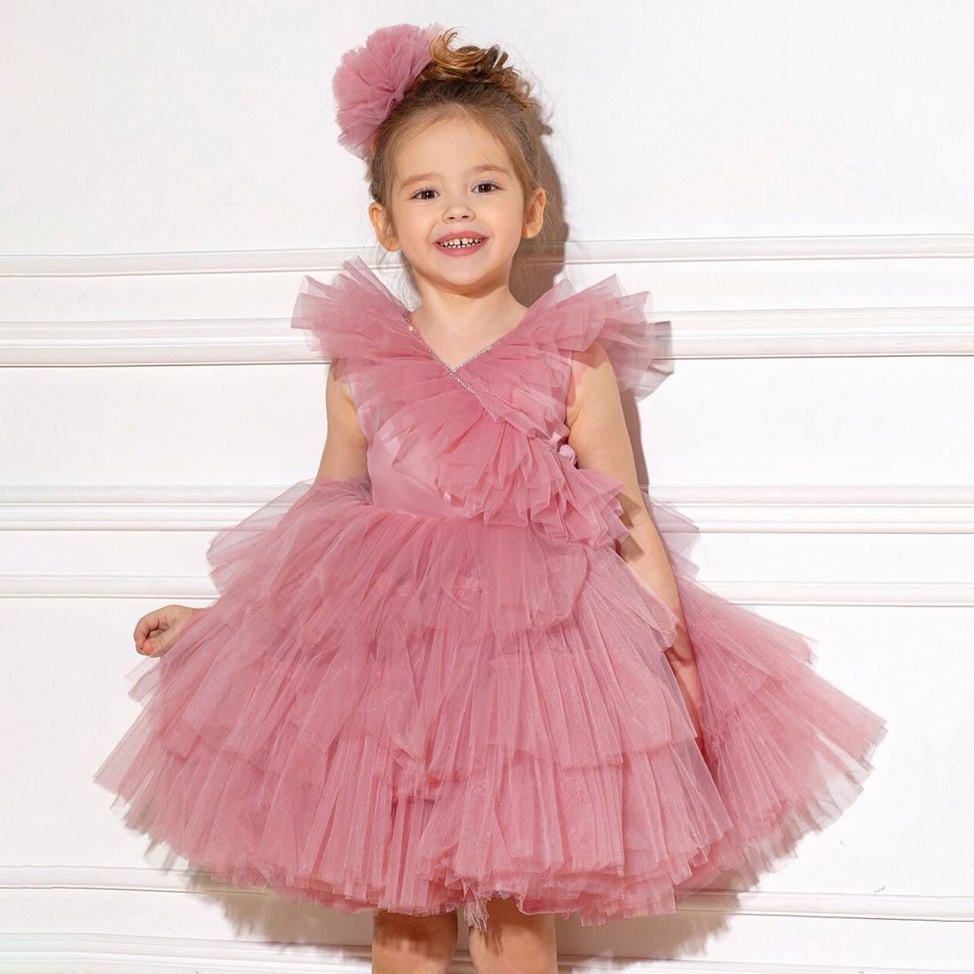 Kids Girls Fluffy Tiered Tulle Bridesmaid Party Dresses childrensterritory