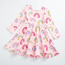 Kids Heart/Cat/Rainbow Print Milk Silk Dress childrensterritory