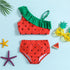 Watermelon Seeds Print Kid Girl Ruffle Bikini Set childrensterritory