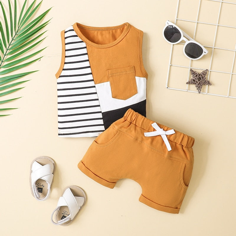 Baby Boys Casual 2pcs Summer Outfit Tank Top and Shorts Set childrensterritory