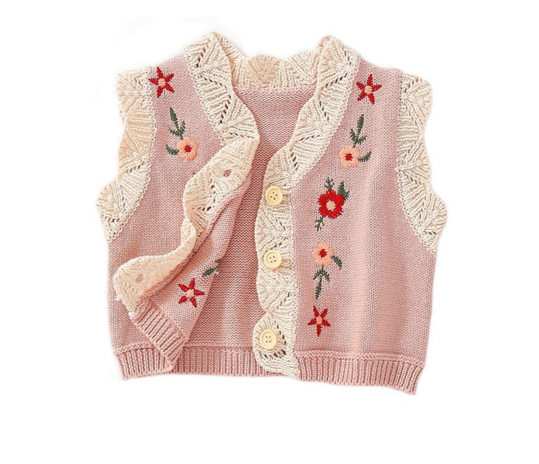 Baby/Toddler Girl Knitted V-neck Cardigan/Vest childrensterritory