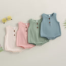 Solid Color Sleeveless Baby Girls Boys Summer Bodysuit childrensterritory