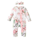 Baby Girl Floral Bodysuit with Bow-knot Headband childrensterritory