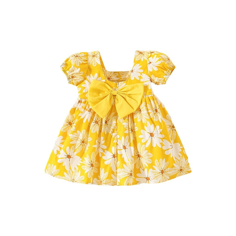 Baby Girls Floral Print Square Neck A-line Summer Dress childrensterritory