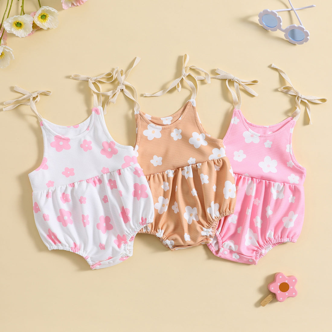 Baby Girl Floral Print Sleeveless Summer Bodysuit childrensterritory