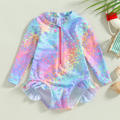 Fish Scale Print Kids Girl Ruffle Swimsuit/Beachwear childrensterritory