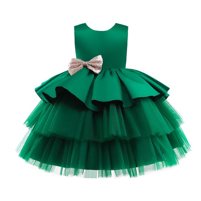 Toddler Girl Big Bow Tutu Baptism/Wedding Party Dress childrensterritory