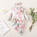 Baby Girl Floral Bodysuit with Bow-knot Headband childrensterritory