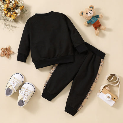 Baby Boy Bear Print Sweatshirt &amp; Pants Clothes Set childrensterritory