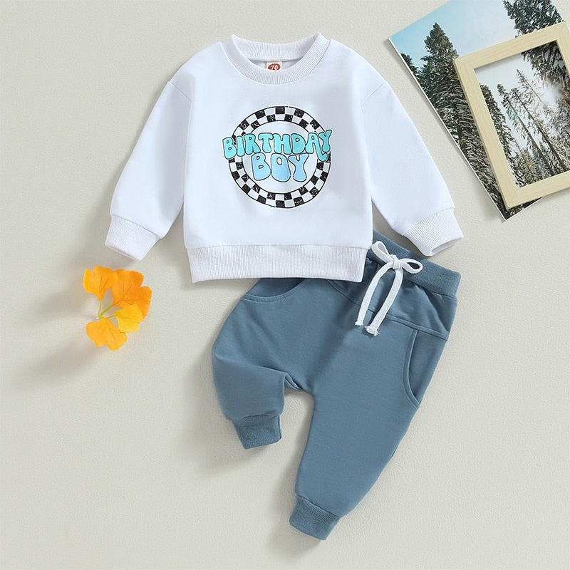 Birthday Boy Letter Print 2pc Clothing Set for Toddler childrensterritory