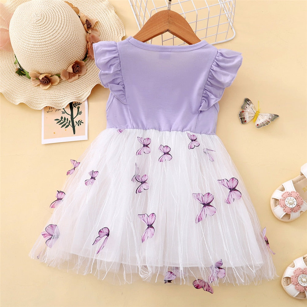 Tulle Butterfly Designed Kids Girls Birthday Dress childrensterritory